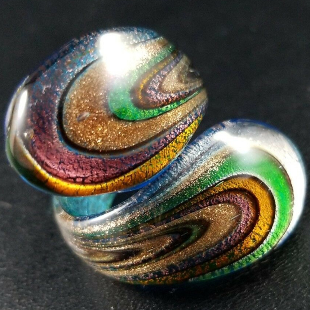 Vintage multicolor art glass ring size 8
